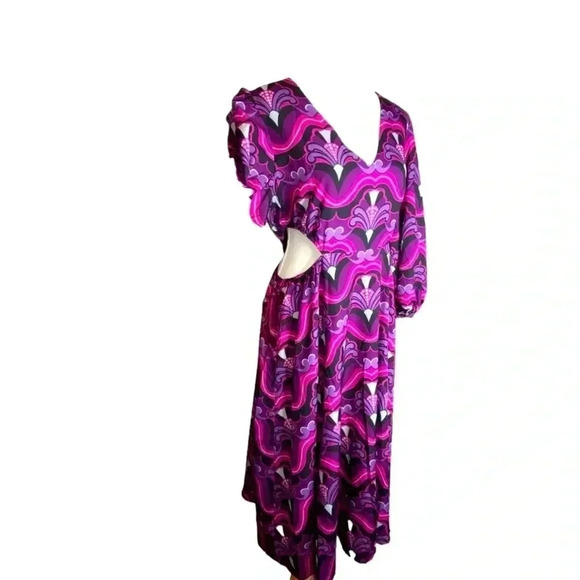 Area Stars Cutout Midriff Long Sleeve Dress NWT Size Large Holiday Party - Picture 4 of 16